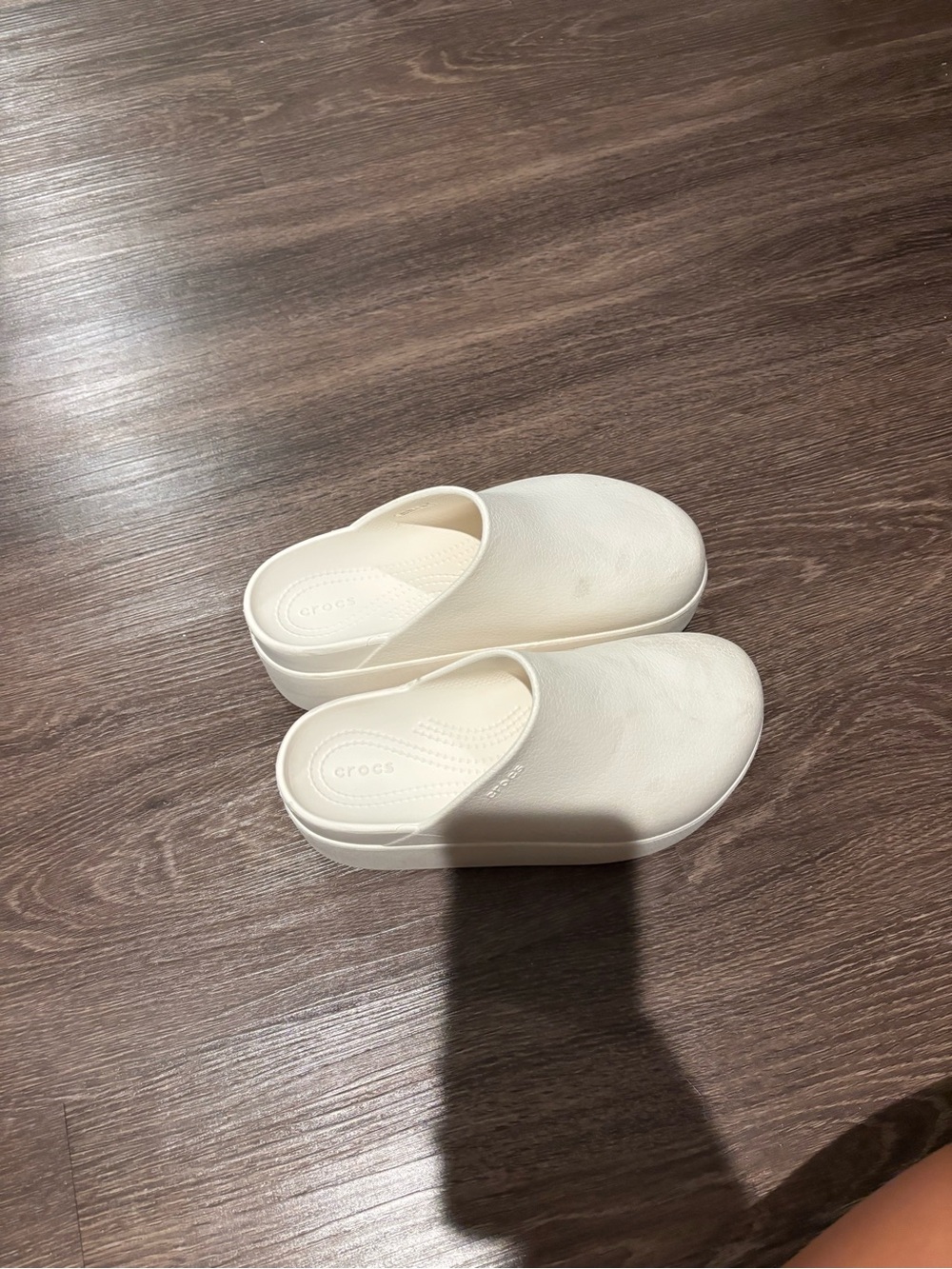 CROCS Women's Cream Slip-On Classic Clog Mules
